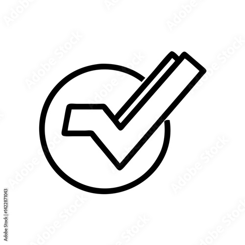 Check mark symbol in minimalist style on a white background