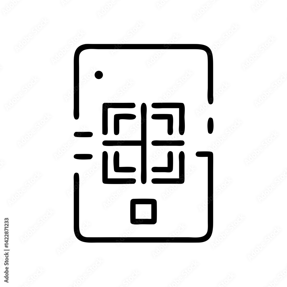 QR code icon in minimalist style on a white background QR code icon in minimalist style on a white background