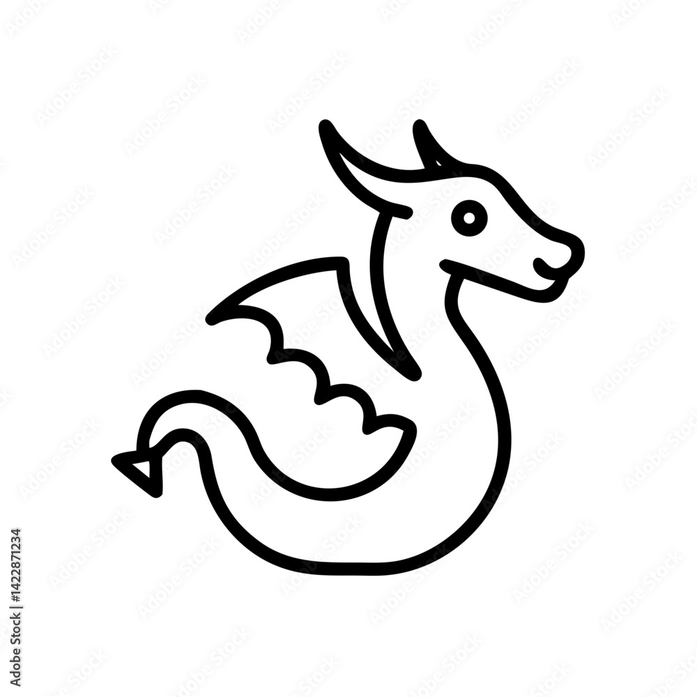 Dragon character icon in minimalist style on a white background