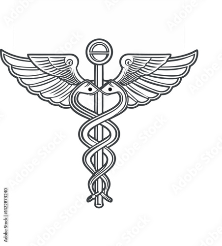 Vector drawing of a medical logo with a detailed background.