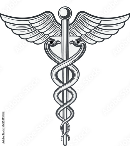 Medical logo vector art displayed with a decorative background.