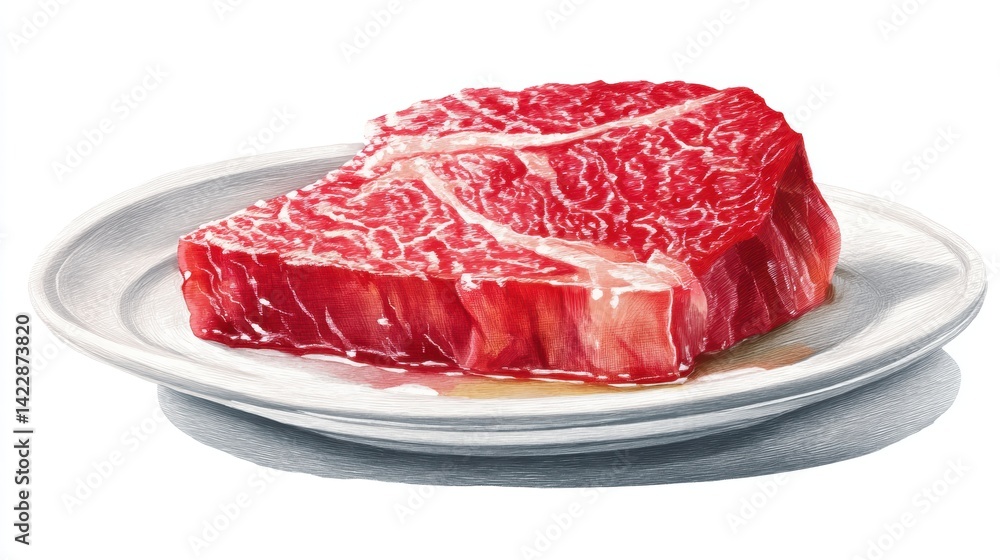 Watercolor of Delicious Grilled Beef Steak Detailed Hand Drawn,illustration,Freshly medium rare grilled beef steak, fried meat, close-up, isolated on white background. Watercolor of Delicious Grilled Beef Steak Detailed Hand Drawn,illustration,Freshly medium rare grilled beef steak, fried meat, close-up, isolated on white background.