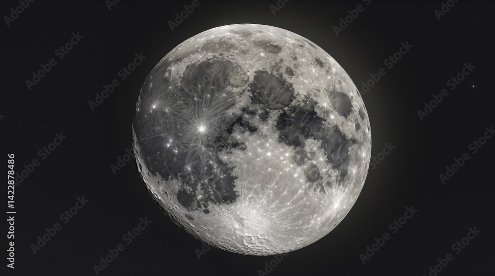 Lunar glow reveals cratered surface in the dark expanse of space Lunar glow reveals cratered surface in the dark expanse of space