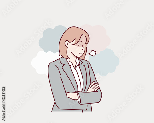 Female Home Cook Making Beef Rice Bowl for a Meal. Hand drawn style vector design illustrations.