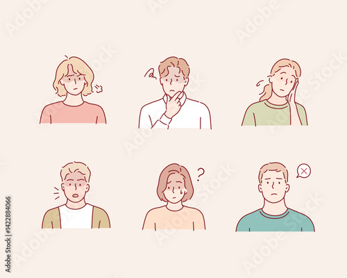 People with potive expressions. Hand drawn style vector design illustrations.