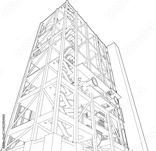 3D illustration of industrial project