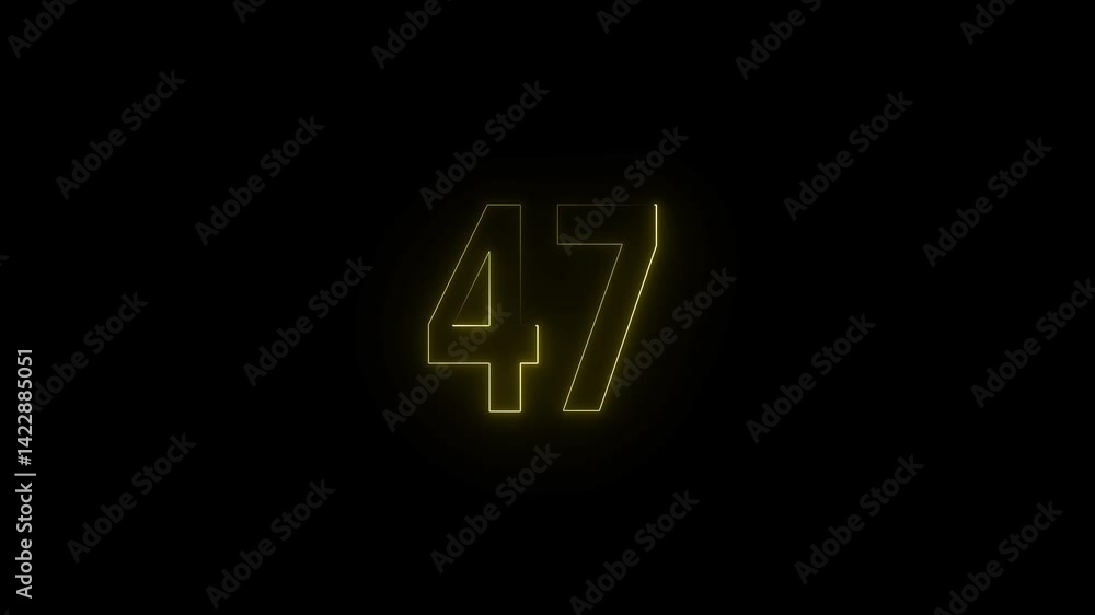 Glowing neon countdown 47 number animation. Countdown timer number animation. Glowing neon countdown 47 number animation. Countdown timer number animation.