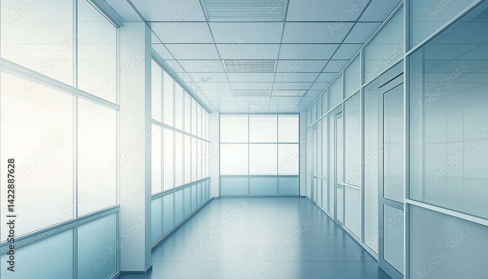 Empty Office Hallway Signifying Economic Risk and Uncertainty in Business Empty Office Hallway Signifying Economic Risk and Uncertainty in Business