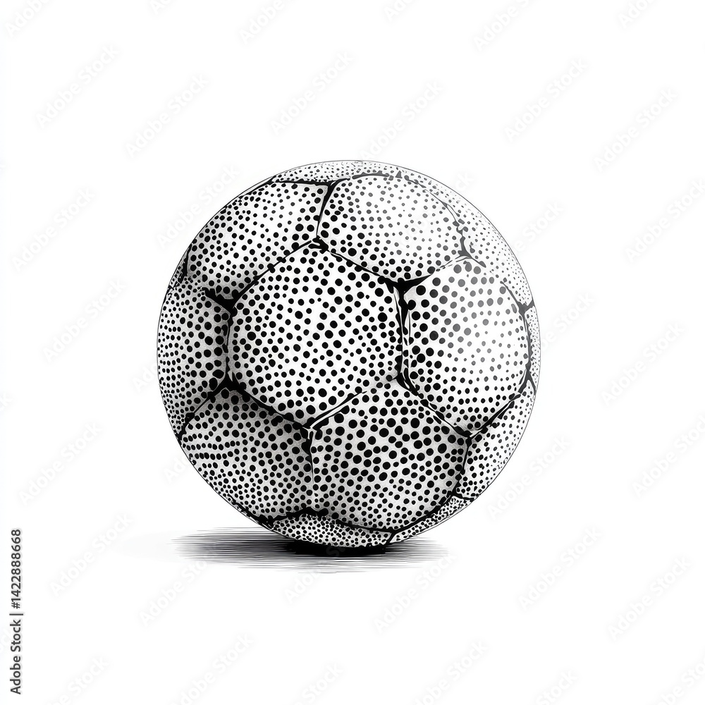 Monochrome dotted soccer ball isolated on white. Monochrome dotted soccer ball isolated on white.