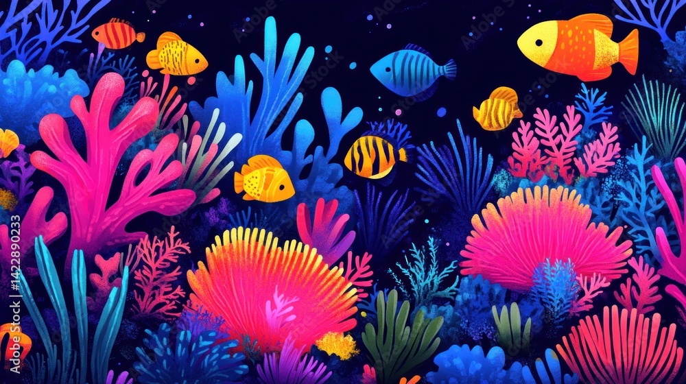 Vibrant underwater coral reef scene Vibrant underwater coral reef scene