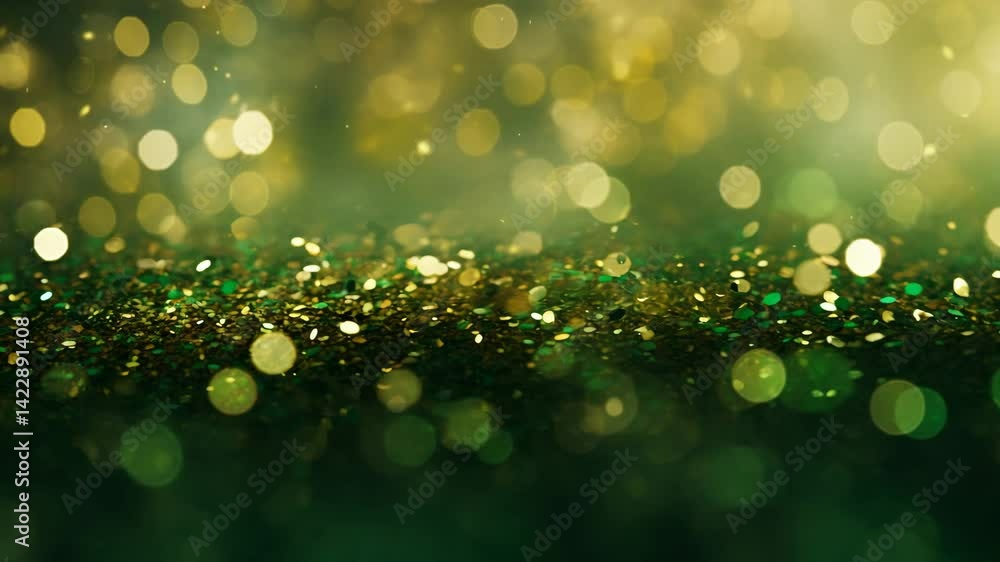 green bokeh background, glittering, shimmering