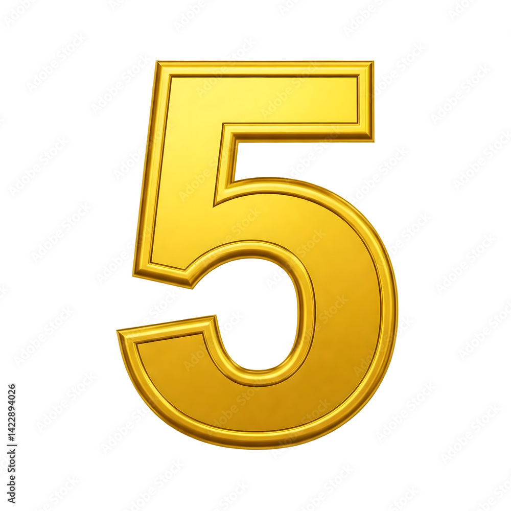 3d gold number 5 3d gold number 5