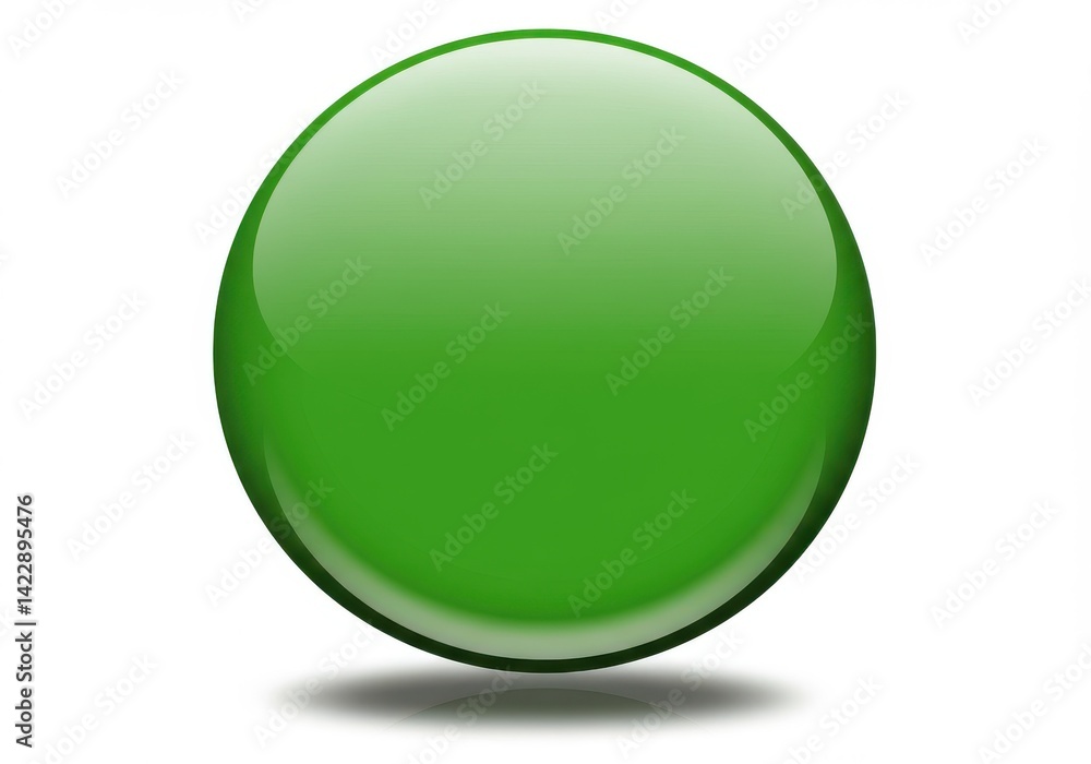A shiny green sphere with a glossy surface and a shadow on a white background is presented here well A shiny green sphere with a glossy surface and a shadow on a white background is presented here well