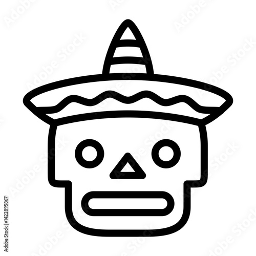 Day of the Dead Skull Vector Line Icon Design