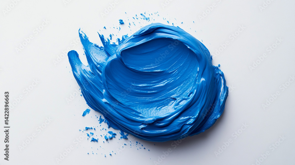 Fototapeta premium Light blue cosmetic cream is gently spread across a blank white surface symbolizing purity skincare routines self care and the refreshing simplicity of modern beauty rituals and hydration