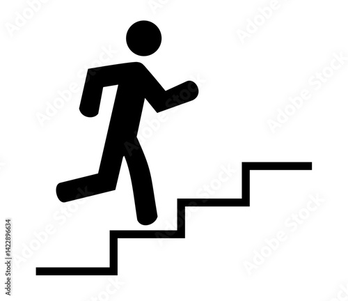 Walk Up Stairs Icon Vector 