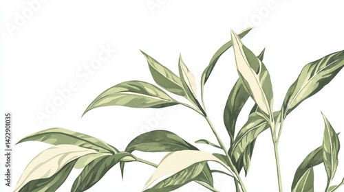 Green Leaves on a White Background for Nature and Botanical Themes