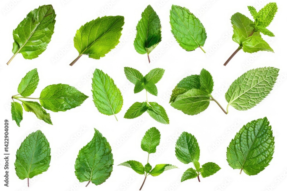 Tropical leaves frame with mint green with white background. Macro photography of green leaves placed on white background with various pattern. Digital image for botanical and summer design. AIG51. Tropical leaves frame with mint green with white background. Macro photography of green leaves placed on white background with various pattern. Digital image for botanical and summer design. AIG51.