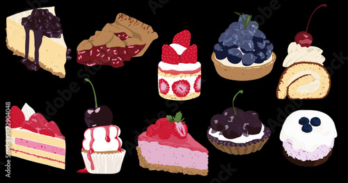 Delicious Cake and Dessert Vector Set