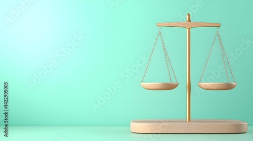 Wooden Balance Scale with Minimalist Background for Legal Concepts