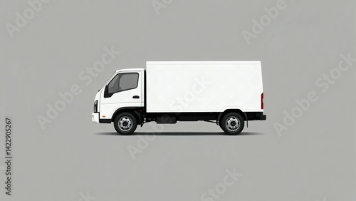 A clean white delivery van, truck, mock up, on white blank empty  background,