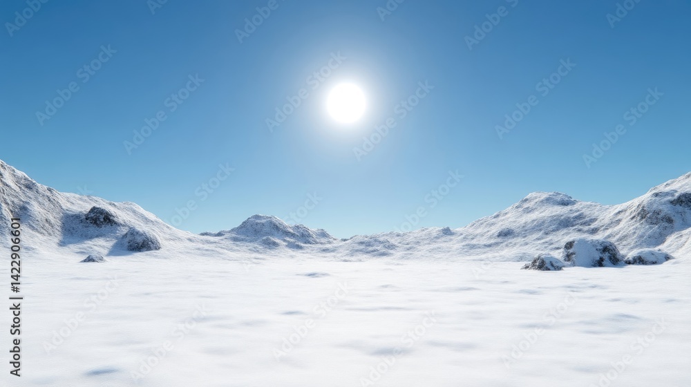 Pristine, snow-covered mountains under a vibrant blue sky. Vast expanse of white Pristine, snow-covered mountains under a vibrant blue sky. Vast expanse of white