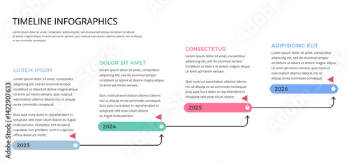 Infographic template of timeline with four elements, vector eps10 illustration