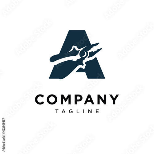 Letter A Pliers Logo Icon Vector