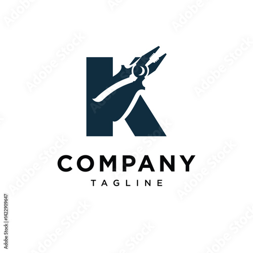 Letter K Pliers Logo Icon Vector