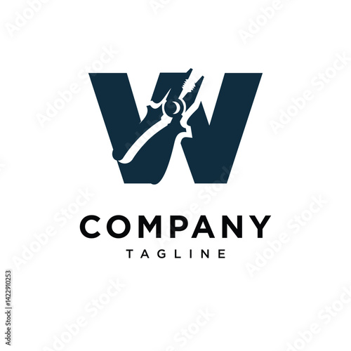 Letter W Pliers Logo Icon Vector