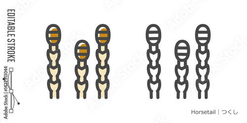 山菜のラインアイコンと色付きアイコンのセット｜つくし