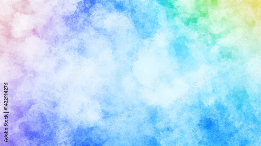 Fototapeta premium Colorful abstract background with soft blend of pastel hues creating dreamy, cloud like texture. gradient transitions smoothly across spectrum, evoking sense of calm and creativity