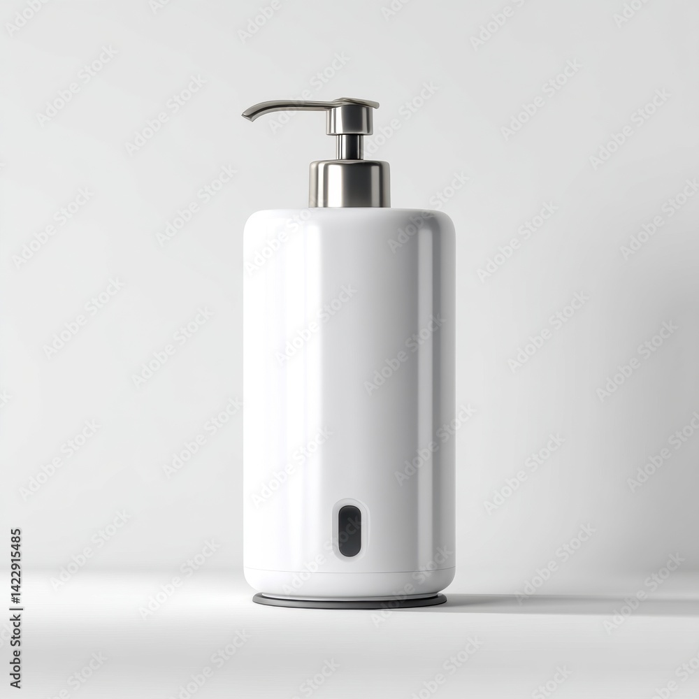 Obraz premium Minimalist White Soap Dispenser with Chrome Pump