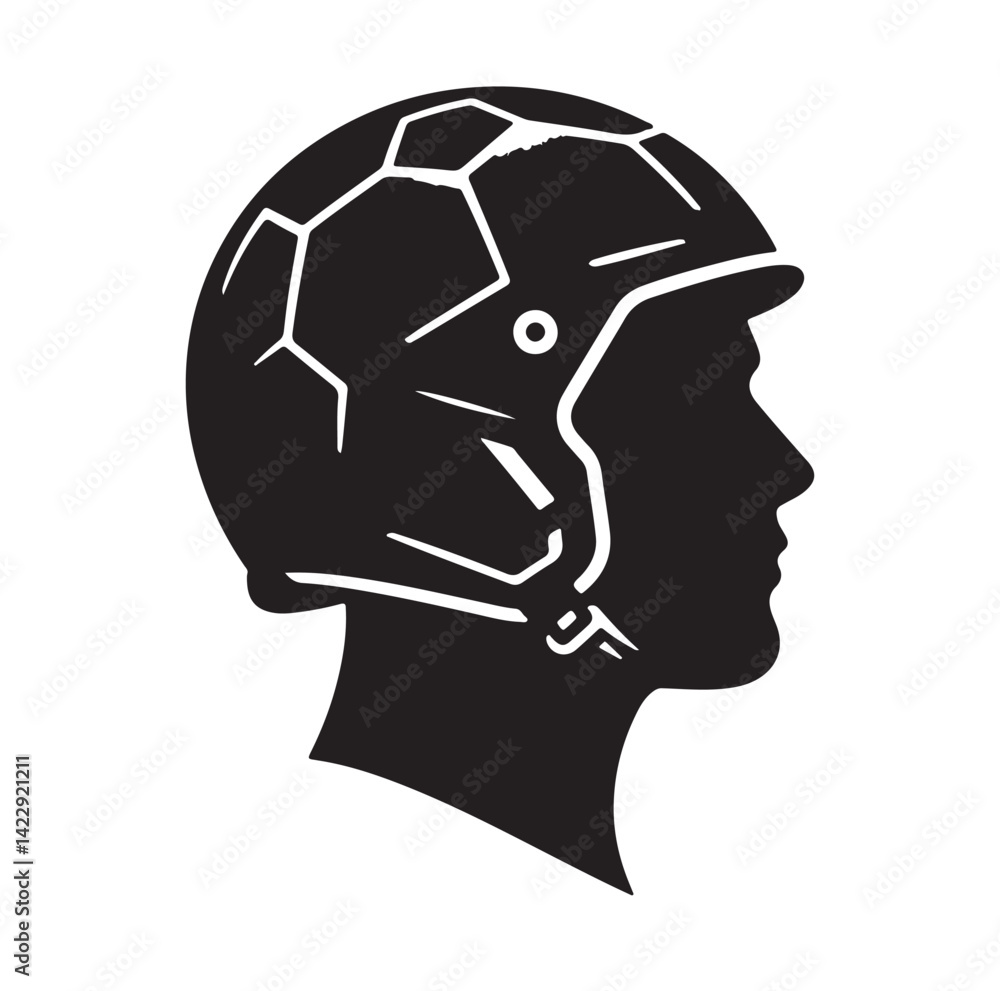 Soccer helmet silhouette vector illustration Soccer helmet silhouette vector illustration