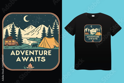 momma's camping buddy t-shirt design vector