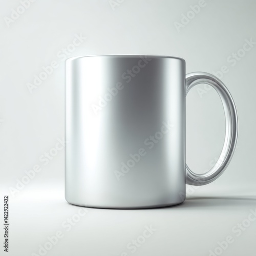 Silver Mug Mockup on White Background