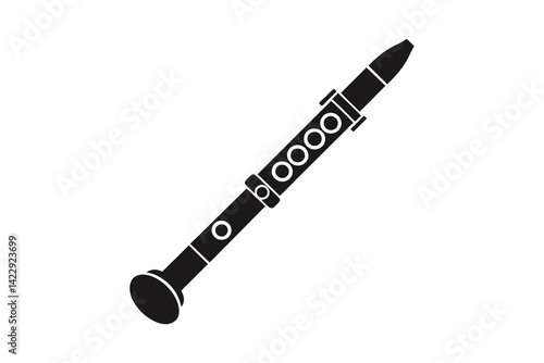 Flute silhouette vector illustration on white background 