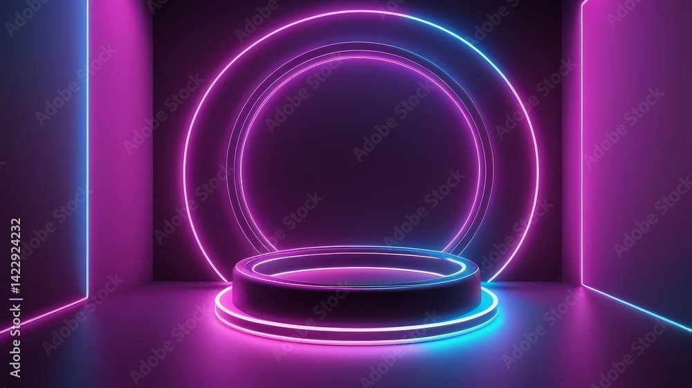 3D render modern background with the neon lights extracts