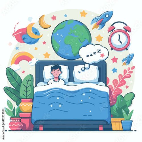 day, health, sleep, night, world, insomnia, illustration, international, poster, lifestyle, awareness, vector, dream, concept, bedtime, rest, march, global, care, relaxation, pillow, time, disorder, s