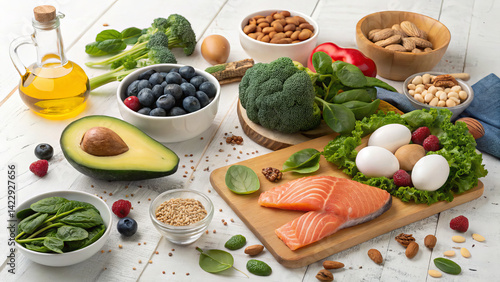 Healthy South Beach Diet Meal Flat Lay with Chicken and Vegetables