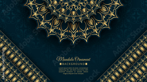 Elegant Golden Mandala on Green Background