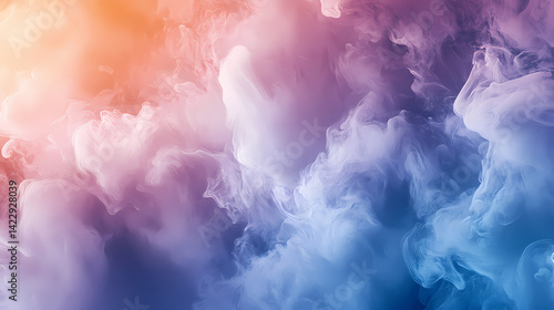 Abstract shapes of white smoke coalesce and break apart, creating an ephemeral pattern, white smoke, ethereal, coalesce. Ethereal Break. Illustration