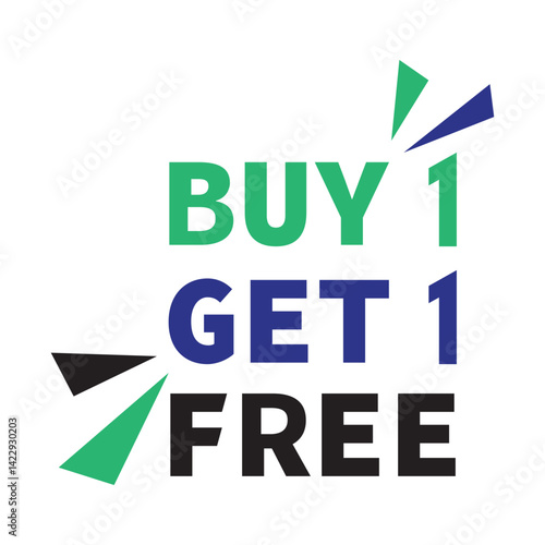 Buy 1 get 1 free vector template design icon. Buy one get one sticker, tag, banner, poster.