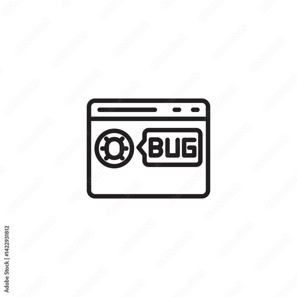 A minimalist line icon shows a browser window with a gear or settings icon on the left and the word A minimalist line icon shows a browser window with a gear or settings icon on the left and the word