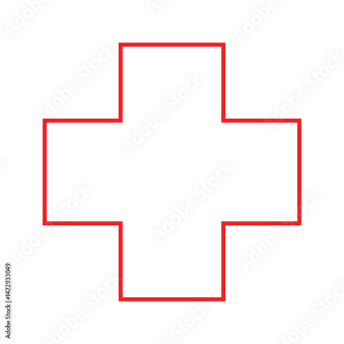 outline of red cross. isolated on white background