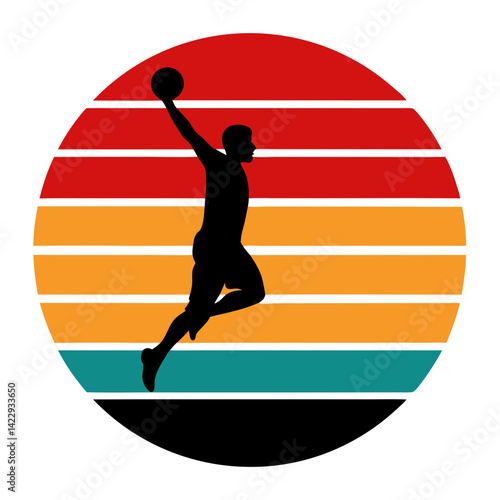 slam dunk silhouette crossing retro sunset lines t shirt design