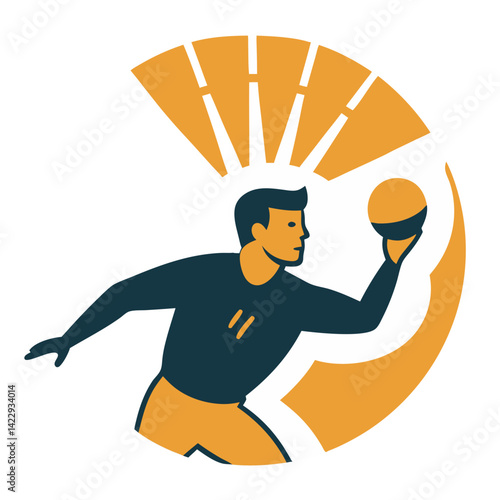 vintage quarterback mid throw under retro sun rays t shirt design