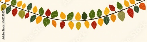 Colorful Autumn Leaves on a Branch Against a Soft Background for Seasonal Decor and Nature Inspired Designs