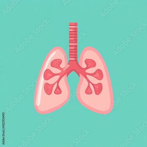 Obraz na płótnie Illustration of Human Lungs on Vibrant Background Representing Respiratory Health, Anatomy, and Functionality in Medical Context w salonie