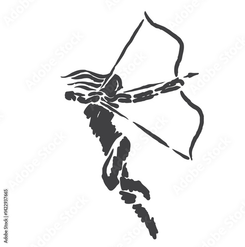 vector sketch illustration of a skilled archer.eps